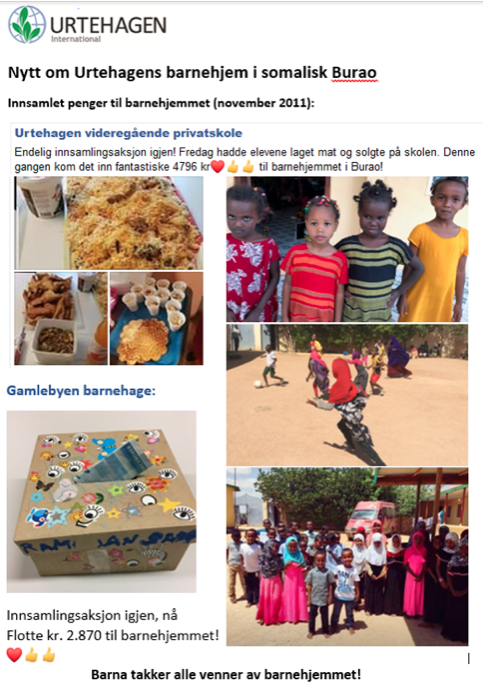 Humanitær støtte til Urtehagens barnehjem på Afrikas Horn