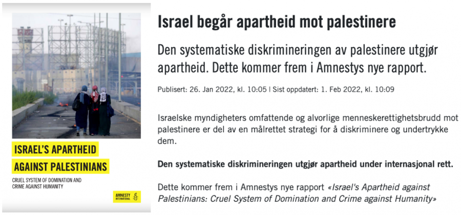 Israel begår apartheid mot palestinerne 1