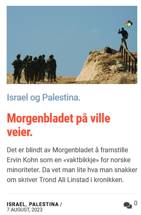 «Israel» og Palestina – Morgenbladet på ville veier 1